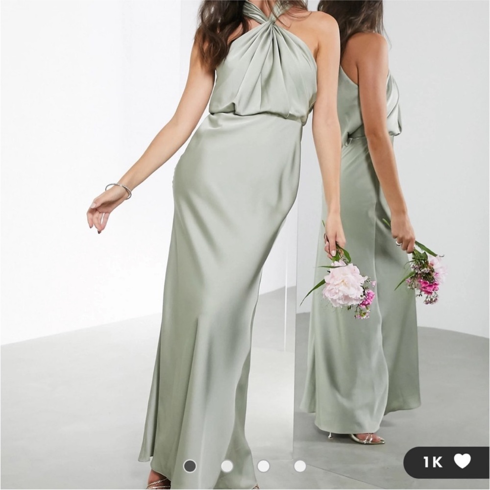 Elegant Sage Green Halter Maxi Dress